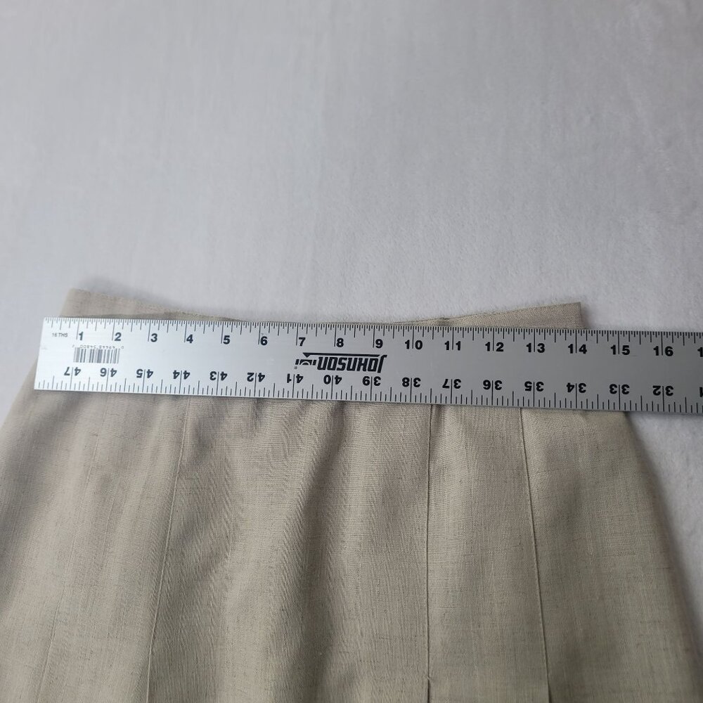 VTG Orvis Pleated Women's Beige Linen Blend Lined Maxi Skirt Size 10 Made in USA - Picture 7 of 11